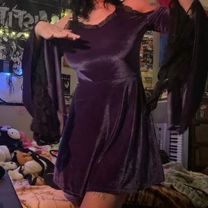 Velvet purple flair arm gothic whimsigoth dress